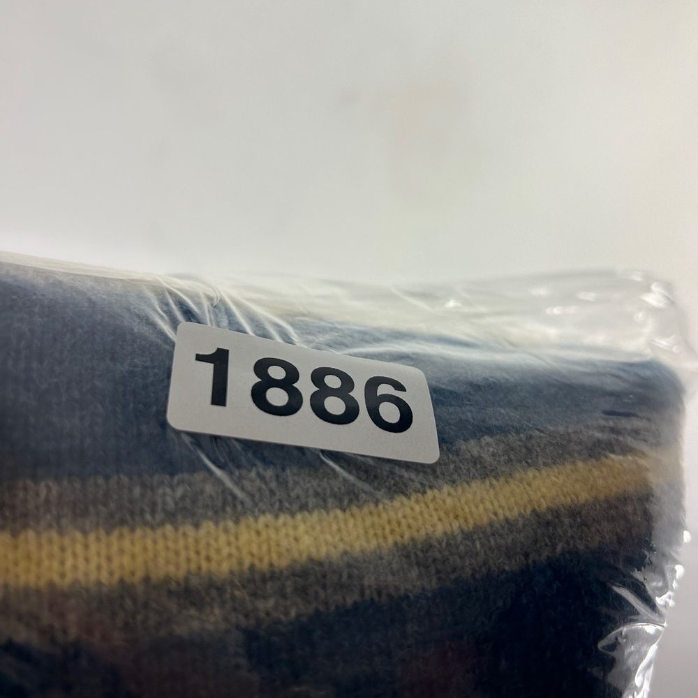 J.crew MENS lambswool sweater large blue yellow striped 61740 comfy cabin - Picture 8 of 9